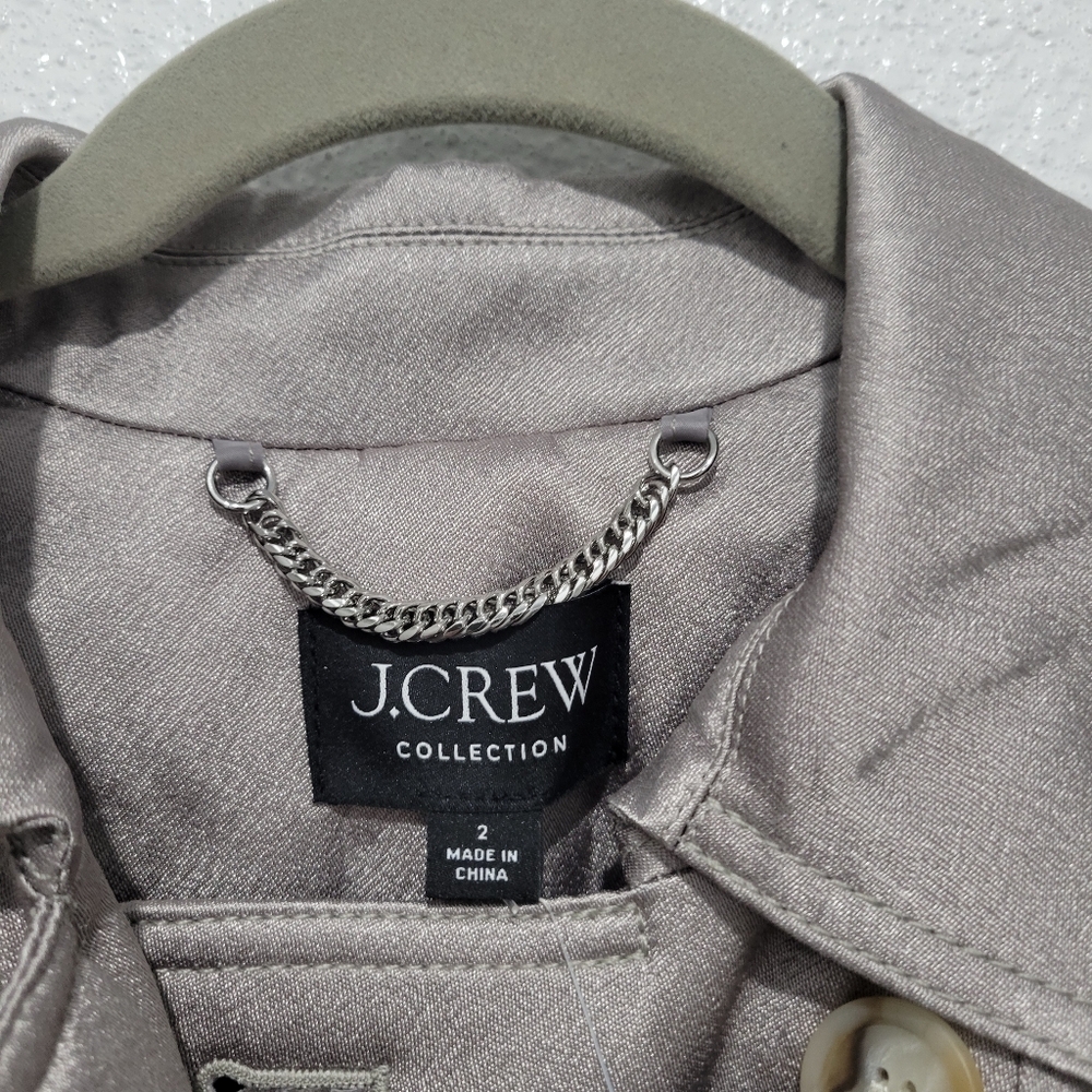 J Crew Relaxed trench coat in satin crepe CC961 SZ 2 NWT Silver Gray - Picture 8 of 12